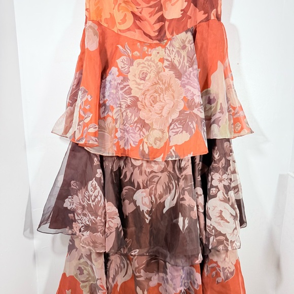 NWT Anthropologie Geisha Designs Martina Brown Floral Tiered Strapless Dress 1X - Picture 10 of 16